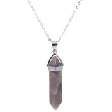 STNW-300, Sterling Silver Real Stone Necklace- Pink, Moon, Water,Black, Jade, Purple color