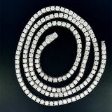 Moissanite Stone D Color Unisex Tennis Chain 3mm Width 22 Inch Length-silver color