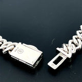 Moissanite Stone D Color Unisex Cuban Bracelet 12mm Width 8Inch Length-silver color