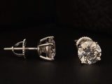 MEM-23, Sterling Silver Moissanite Stud Earrings 4mm(0.3CT) Round Gold Color or Silver Color
