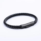 LBM-64,Stainless Steel Clasp Leather Bracelet-gold, silver or black color, Width-6mm,Length-8.25''
