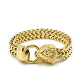 SBM-530, Men Stainless Steel 1 Lion Head Bracelet- Width-12mm, Length-8.5'', 6mm thick