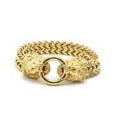 SBM-561, Men Stainless Steel 2 Lion Heads Bracelet- 8.5'' length. 12mm width, 5mm thick