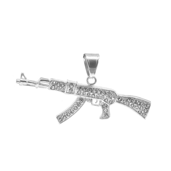 SP-1046, Stainless Steel AK47 Gun pendant-gold or silver color, 20mm width, 85mm high, 3.5mm thick