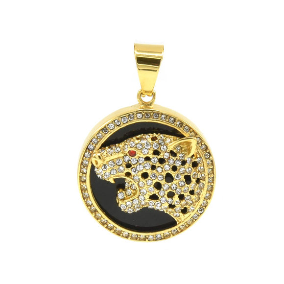 SP-947, Stainless Steel Tiger Pendant, gold or silver, 33mm width, 48mm high, 9mm thick