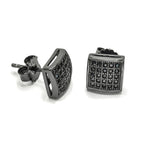 STEM-31, Men Sterling Silver Push back Stud Earrings -6mm X 6mm Square Gold, black or silver color