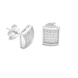 STEM-31, Men Sterling Silver Push back Stud Earrings -6mm X 6mm Square Gold, black or silver color