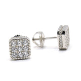 STEM-264, Men 925 Sterling Silver Screw Back Stud Earrings -8mm Square Gold or Silver Color