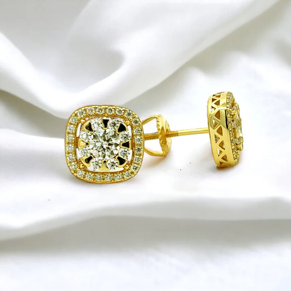 Moissanite Stone Sterling Silver Unisex 10mm Screw Back Stud Earrings-gold or silver color, MEM 25