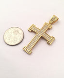 STPM 19, Men S925 Sterling Silver Icy Bling Bling Cross Pendant-Gold or Silver color