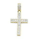 STPM-267, Unisex S925 Sterling Silver Icy bling bling Cross Pendant-Gold color