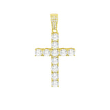 STPM-364, Men S925 Sterling Silver Cubic Zirconium Cross Pendant- Gold or Silver color