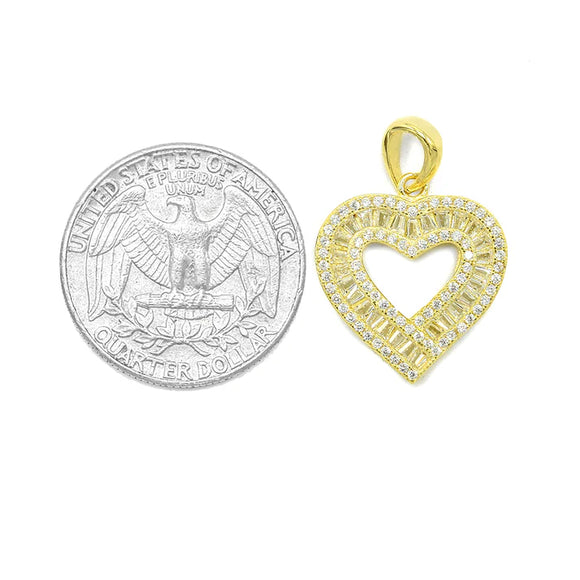 STPW-89, Sterling Silver Icy Heart Pendant gold or silver color