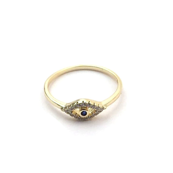 STRW-137, Women S925 Sterling Silver Cuban Zirconium Evil Eye ring-gold or silver color