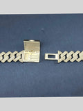 Moissanite Stone D Color Unisex Cuban Bracelet 12mm Width 8Inch Length-silver color