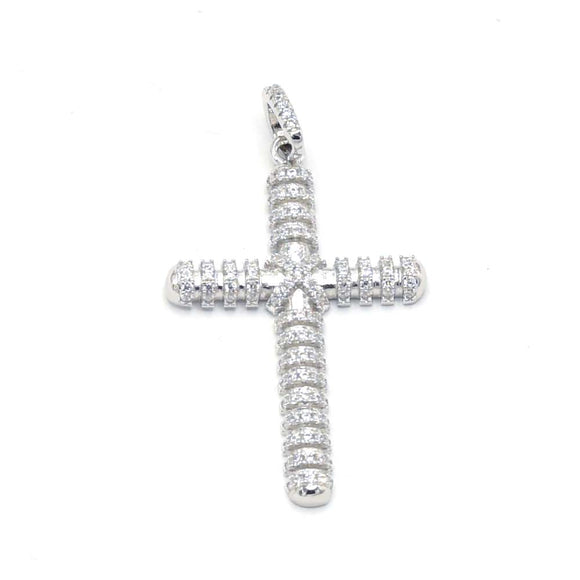 STPM-357, Men and Women S925 Sterling Silver Icy Bling Bling Cross Pendant-Gold or Silver color