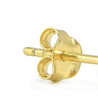 STEM-Rd, Sterling Silver Stud Earrings Push Back-3mm Width Round Gold or Silver Black