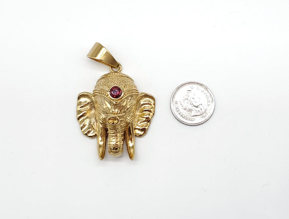 SP-962, Stainless Silver Elephant Head Pendant-gold color, 46mm width, 65mm high, 20mm thick
