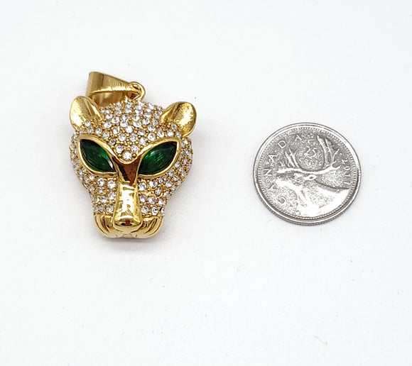 SP-933,Stainless Steel Leopard Pendant-gold or silver, 28mm width, 45mm high, 17mm thick