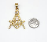 SP-802, Stainless Steel Mason Pendant - gold color, 36mm width, 60mm high, 3mm thick