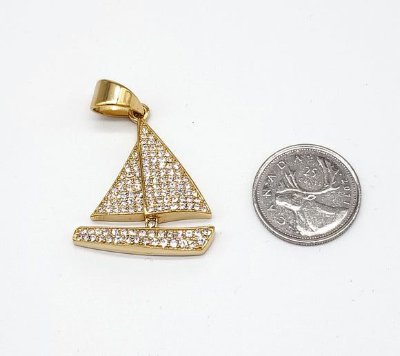 SP-969， Stainless Steel Sailboat Pendant - silver color