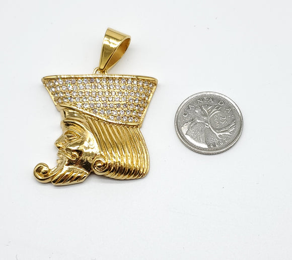 SP-861,Stainless Steel King Pendant-gold or silver color, 40mm width, 60mm high, 9mm thick