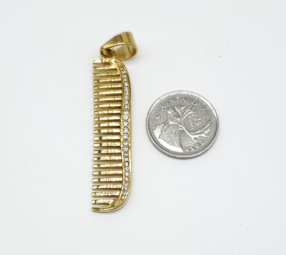 SP-875, Stainless Steel Comb Pendant-gold or silver color, 13mm width, 65mm high, 4mm thick