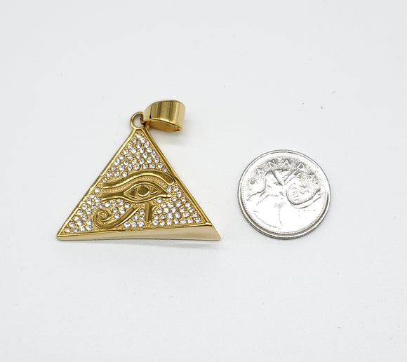 SP-830,Stainless Steel Triangular Prism Eyes Pendant, 40mm width, 40mm high, 12mm thick