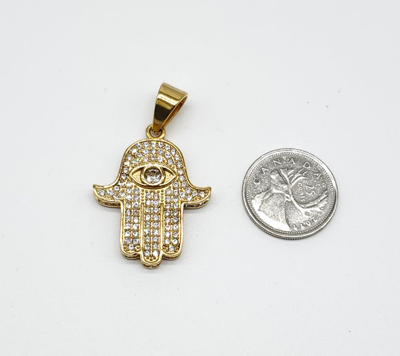 SP-881, Stainless Steel Hamsa Hand Evil Eyes, gold or silver color,