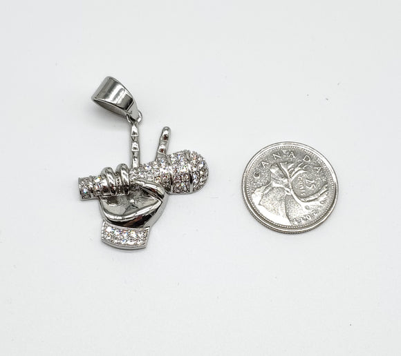 SP-897,Stainless Steel  Microphone Pendant -gold or silver color, 33mm width, 45mm high, 6mm thick