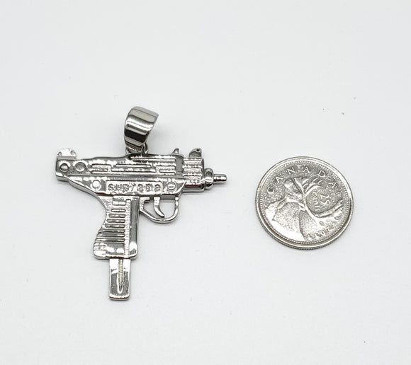 SP-966,Stainless Steel Uzi Gun Pendant-gold or silver color, 40mm width, 50mm high, 3mm thick