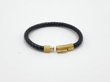 LBM-64,Stainless Steel Clasp Leather Bracelet-gold, silver or black color, Width-6mm,Length-8.25''