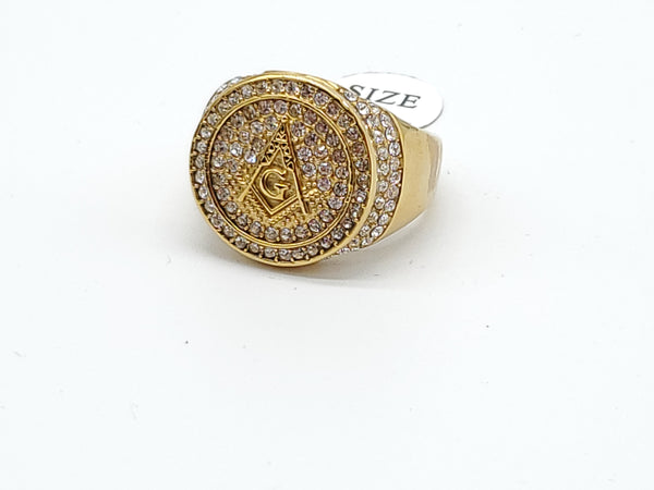 SRM-271,Stainless Steel Meson Hit Hop Fashion Ring-Gold or Silver Color, 20mm Round, 5mm thick