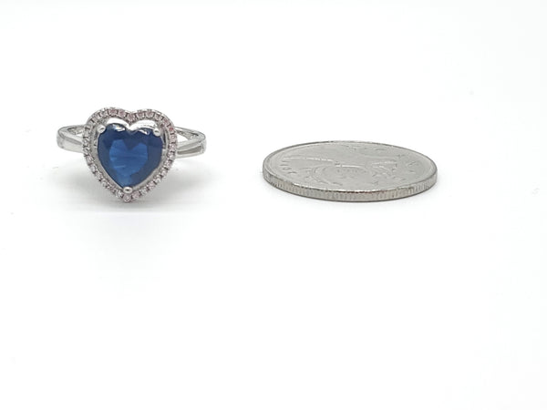 STRW-115, Women 925 Sterling Silver Heart shape ring-silver red or silver blue