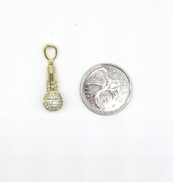 STPM-383, Men and Women S925 Sterling Silver Microphone Shape Pendant-gold or silver color