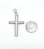 STPM-358, Men S925 Sterling Silver Icy Bling Bling Cross Pendant- gold or silver color