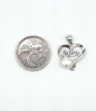 STPW-204, Sterling Silver Heart with Mom and Pearl Pendant