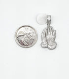 STPM-50, Men and Women S925 Sterling Silver Icy Bling Bling Pray Hand Pendant-Gold or Silver color