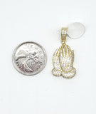 STPM-50, Men and Women S925 Sterling Silver Icy Bling Bling Pray Hand Pendant-Gold or Silver color