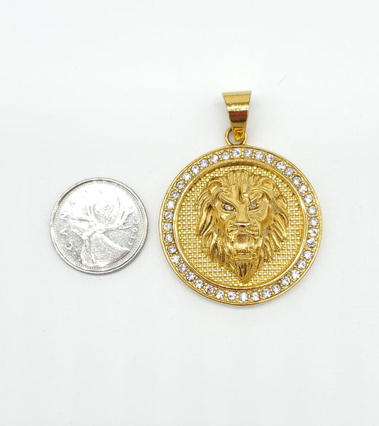 SP-887, Stainless Steel Lion head Pendant,-gold, silver or black color, 40mm width, 55mm high, 12mm thick