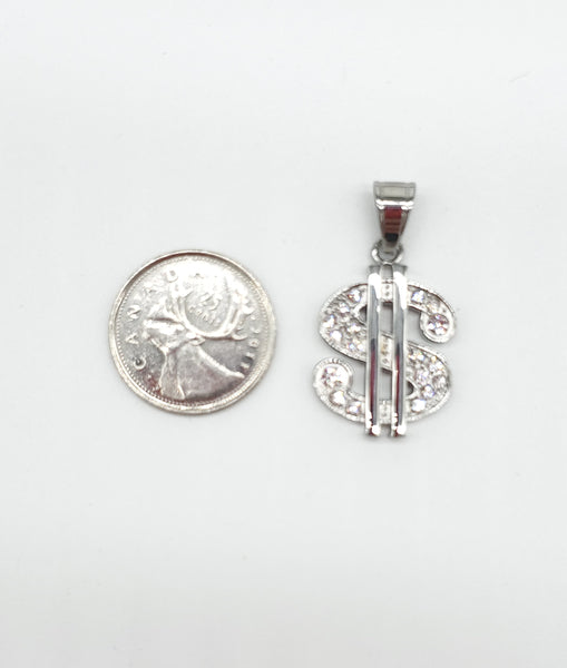 SP-995, Stainless Steel Small Dollar Sign Pendant- silver color