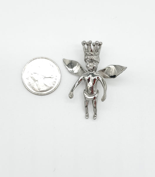 SP-513, Stainless Steel Angle Pendant-Silver color, 45mm width, 47mm high, 20mm thick