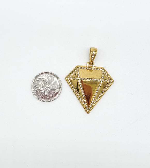 SP-1193, Stainless Steel Diamond Shape Pendant- gold color