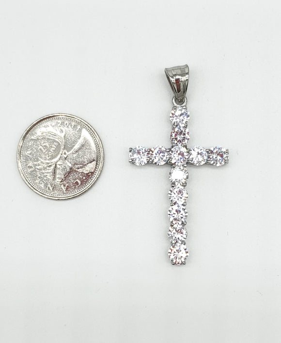 SP-1130, Stainless Steel Icy Cross Pendant-gold or silver color, 28mm width, 55mm high, 5mm thick