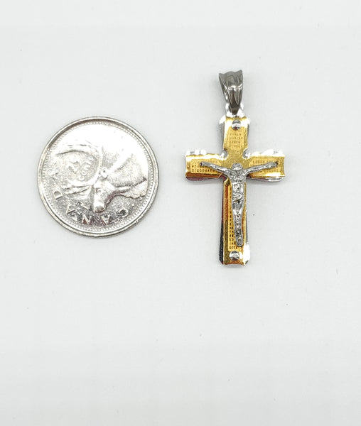 SP-388, Stainless Steel Small Cross Pendant, 2 size of cross, gold, silver, silver gold or black