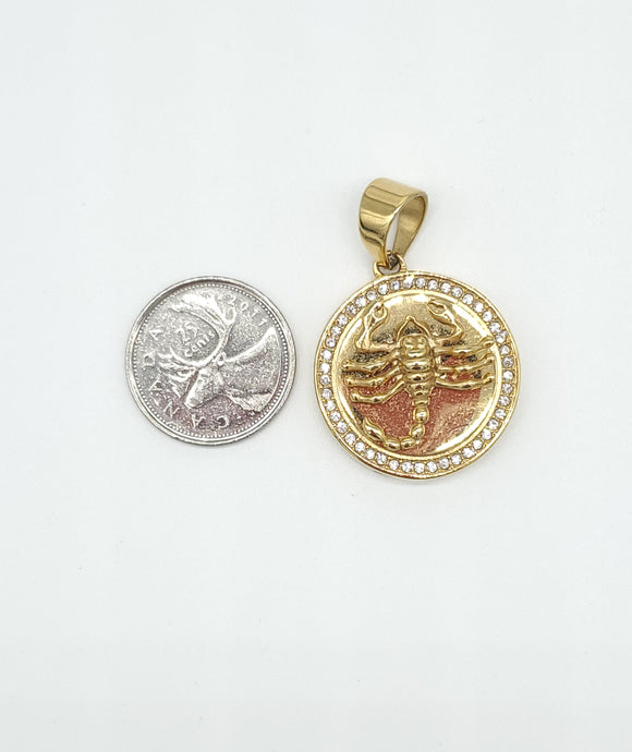 SP-895, Stainless Steel Scorpion Pendant-gold color, 30mm width, 40mm high, 8mm thick