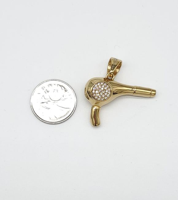 SP-864, Stainless Steel Hair Dry Pendant-gold or silver color, 35mm width, 40mm high, 12mm thick