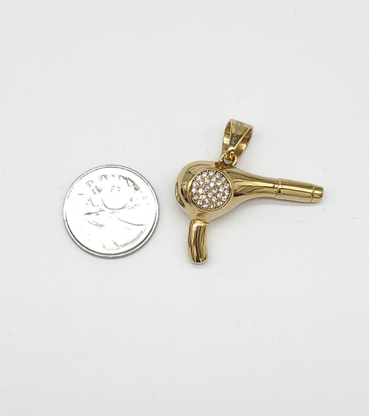SP-864, Stainless Steel Hair Dry Pendant-gold or silver color, 35mm width, 40mm high, 12mm thick