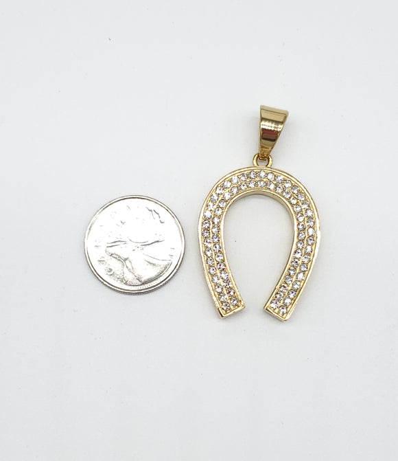 SP-860, Stainless Steel Horse Shoe Pendant-gold or silver color, 30mm width, 50mm high, 4mm thick