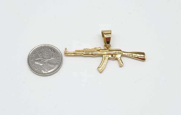 SP-811, Stainless Steel AK 47 Gun Fashion Pendant-Gold color, 55m width, 35mm high, 2mm thick